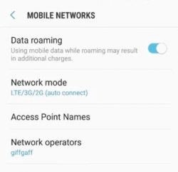 giffgaff data roaming configuration